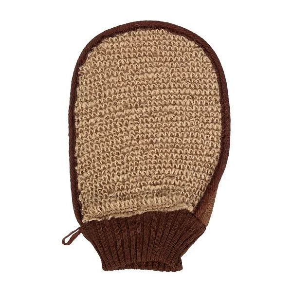 Мочалка из рами варежка с хлопком с резинкой