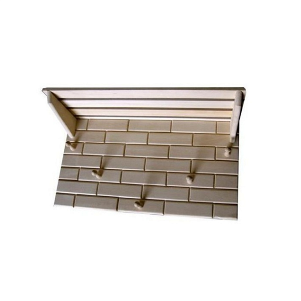 Вешалка с полкой Кирпичики 5 деревянных крючков для вещей, липа