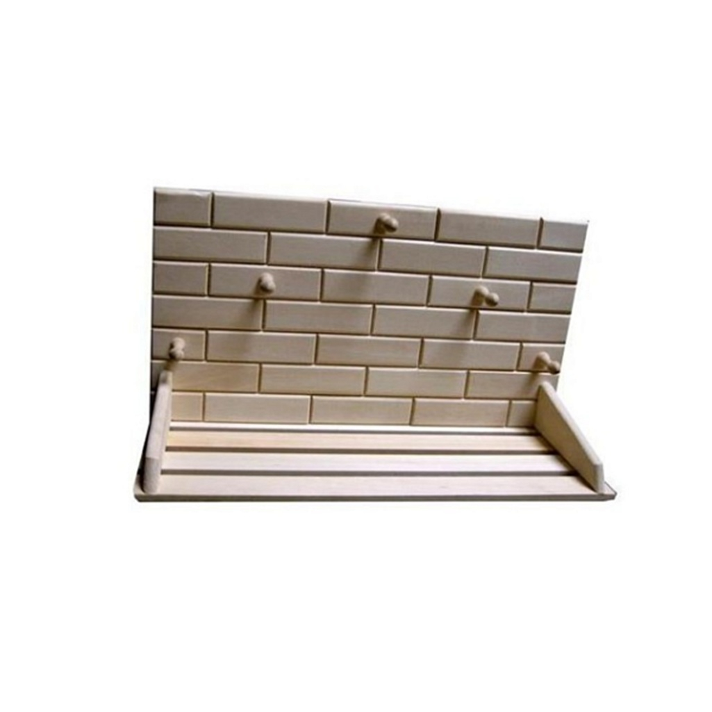 Вешалка с полкой Кирпичики 5 деревянных крючков для вещей, липа