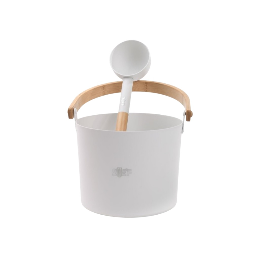 Набор аксессуаров для бани 212F Simple White, шайка 5 л и черпак 0.2 л, алюминий, ручки бамбук