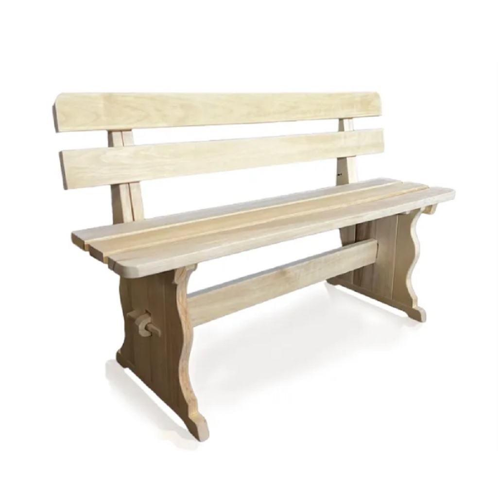 Лавка со спинкой, деревянная, осина, 300х440х1000 мм для бани и сауны