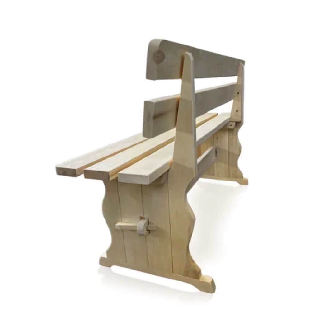 Лавка со спинкой, деревянная, осина, 300х440х1000 мм для бани и сауны