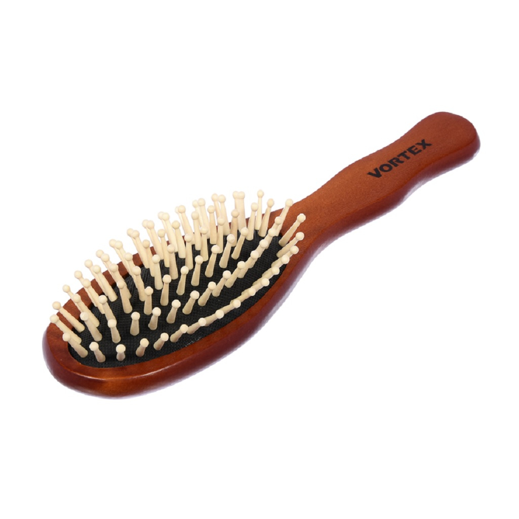 Расческа деревянная массажная Vortex, овал, с деревянными зубчиками 3.5х6х22.5 см