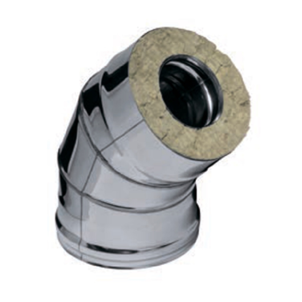 Отвод (колено) дымохода Ferrum d 130х200 мм, угол 135 гр., сталь 0.5 мм, сэндвич-конструкция