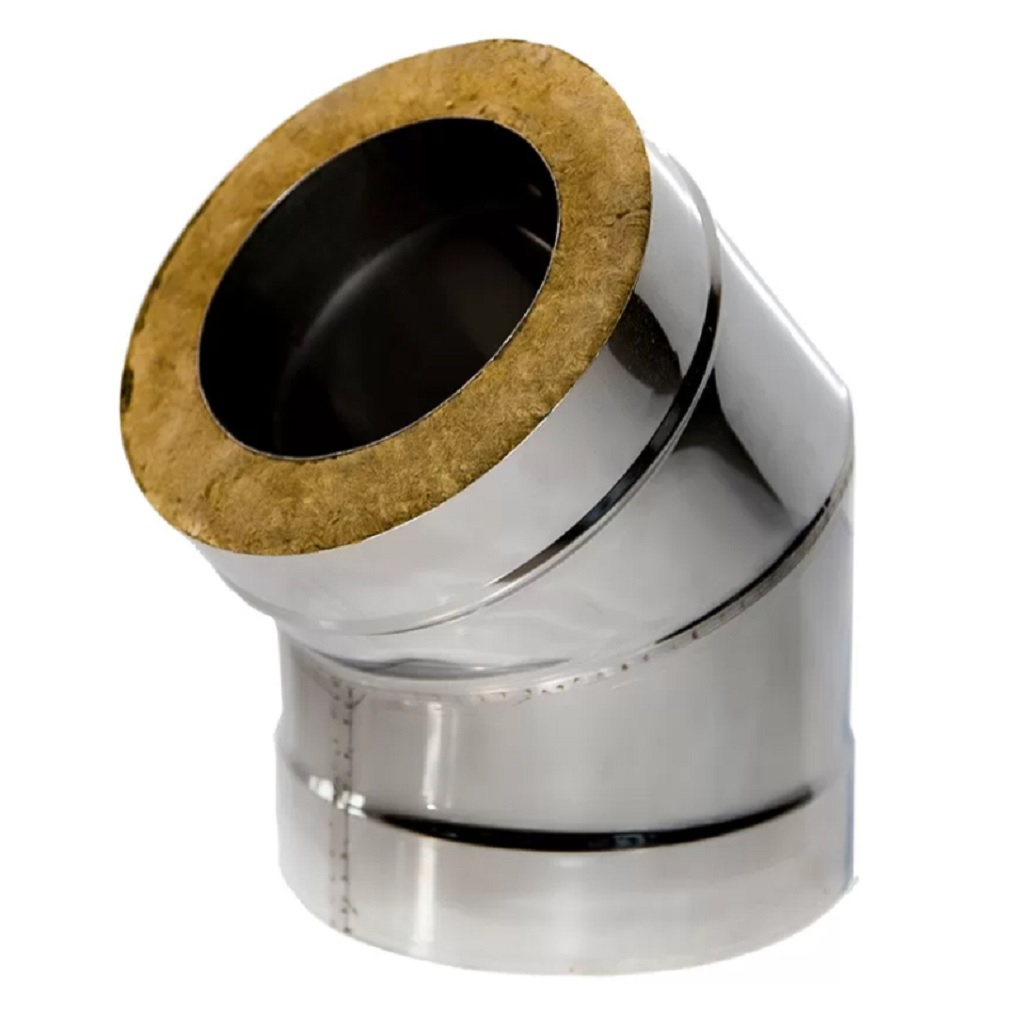 Отвод (колено) дымохода Ferrum d 130х200 мм, угол 135 гр., сталь 0.5 мм, сэндвич-конструкция