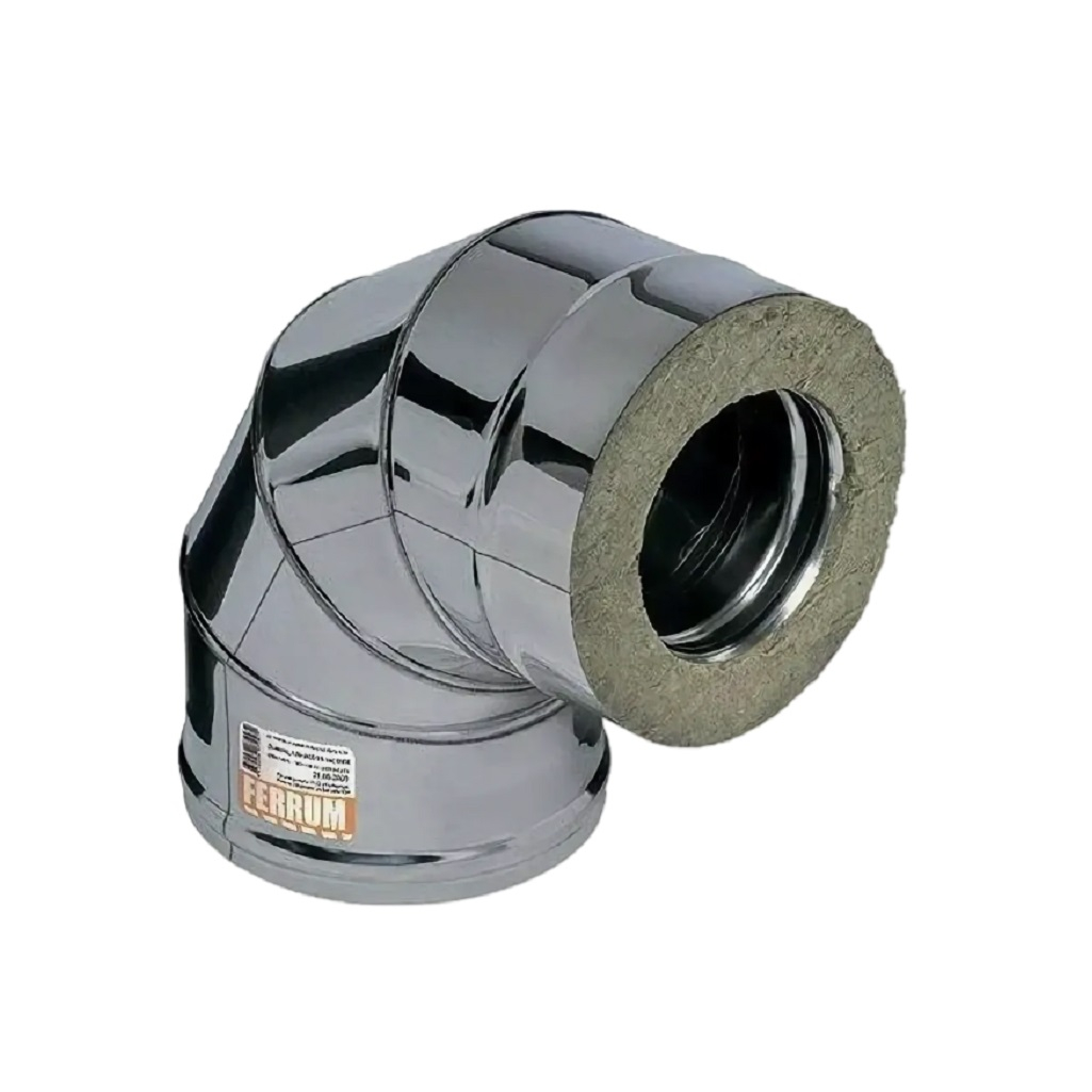 Отвод (колено) дымохода Ferrum  d150х210 мм, угол 135 гр., сталь 0.5 мм, сэндвич-конструкция