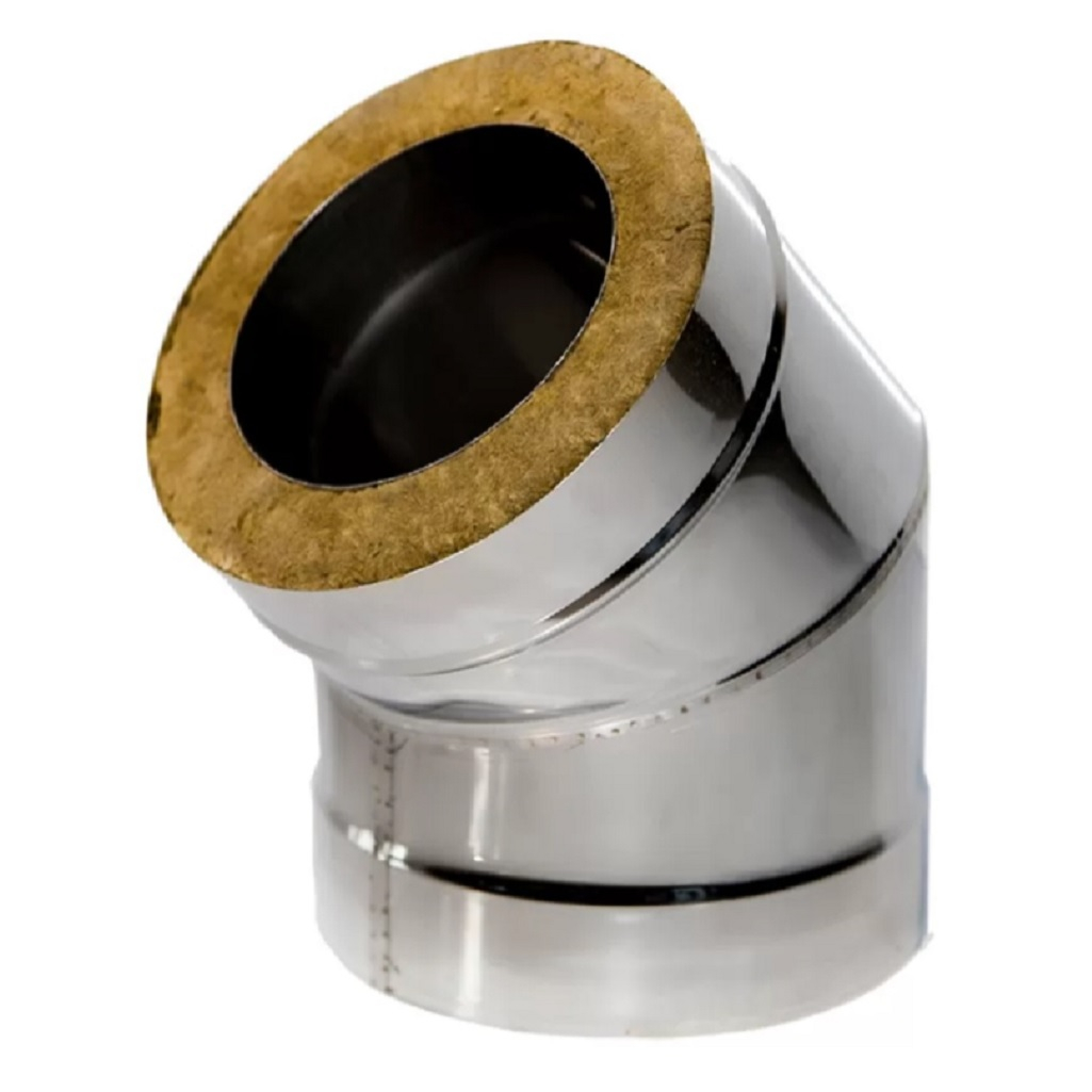 Отвод (колено) дымохода Ferrum К d 160x250 мм, угол 135 гр., сталь 0.5 мм, сэндвич-конструкция