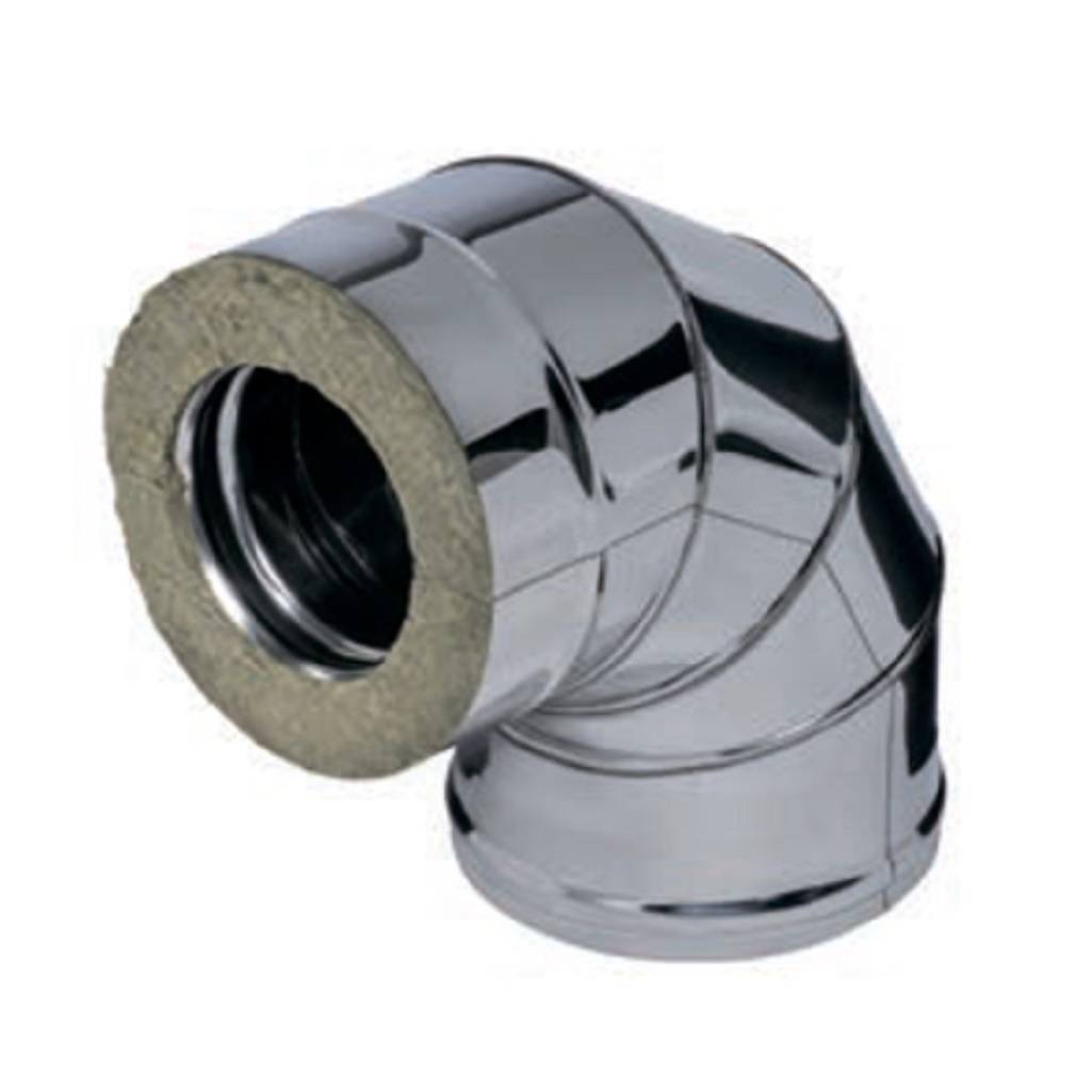 Отвод (колено) дымохода Ferrum К d 120х200 мм, угол 90 гр., сталь 0.5 мм, сэндвич-конструкция