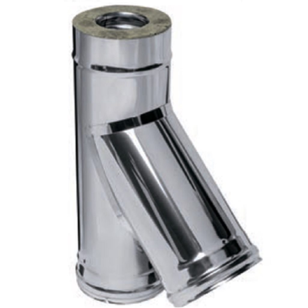 Тройник для дымоходов Ferrum d 160x250 мм, угол 135 гр.,  сталь 0.5 мм, сэндвич-конструкция