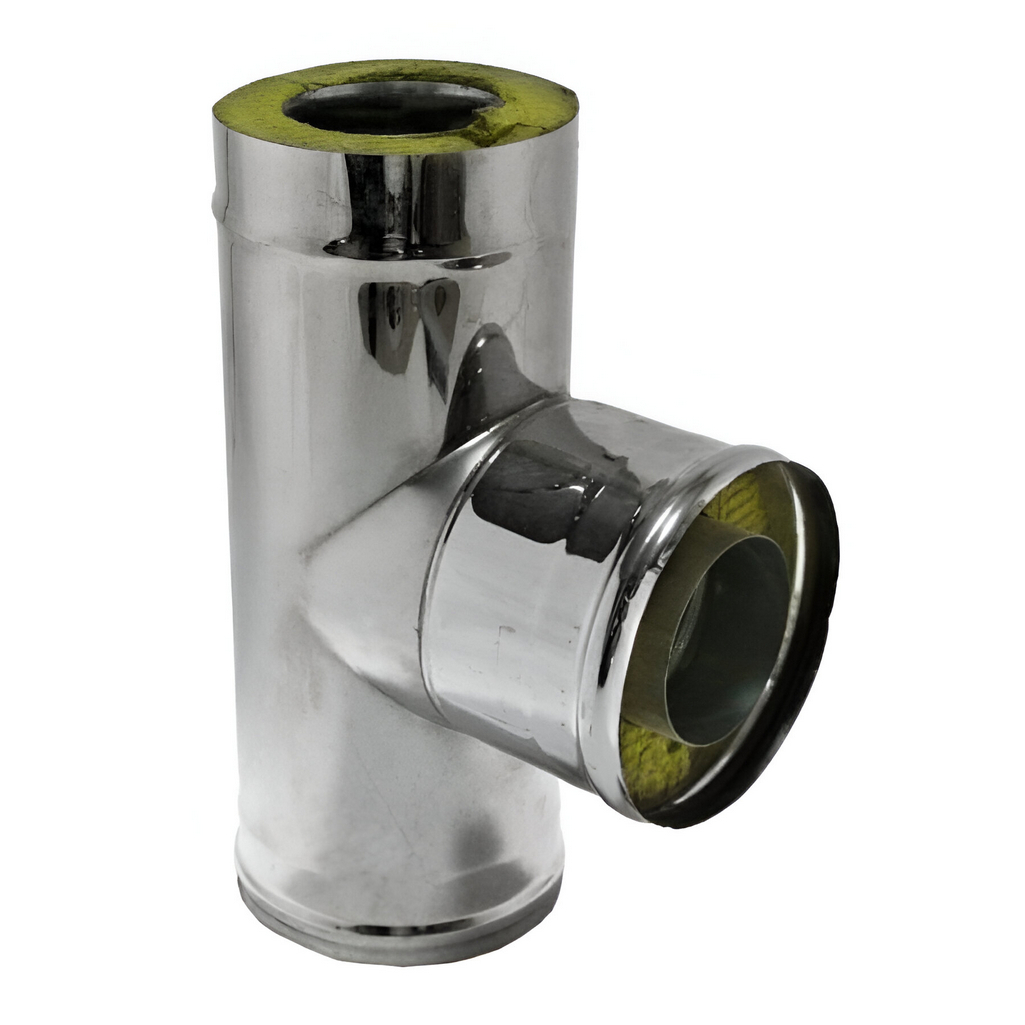 Тройник для дымохода Ferrum К  d 130х200 мм, унро 90 гр., сталь 0.5 мм, сэндвич-конструкция