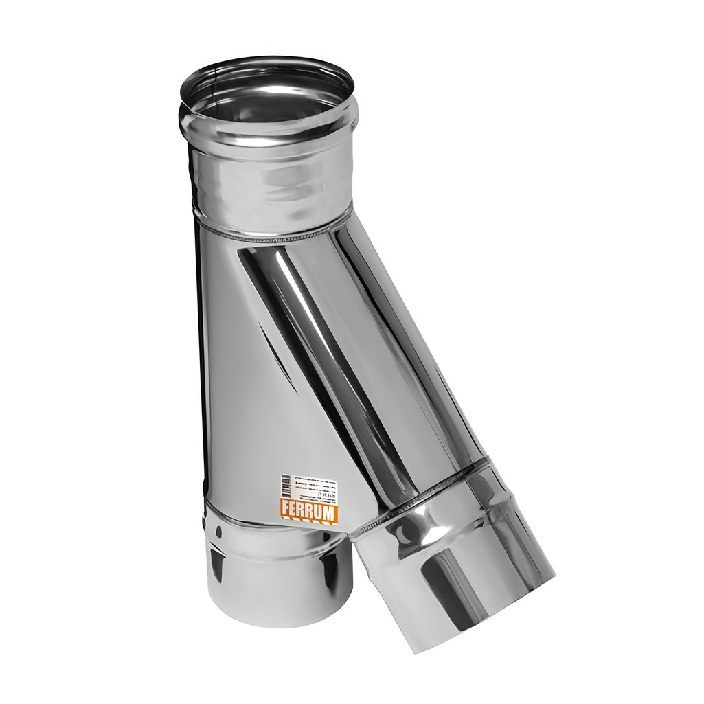 Тройник для дымохода Ferrum К d 150 мм, угол 135гр., сталь 0.8 мм, одностенный