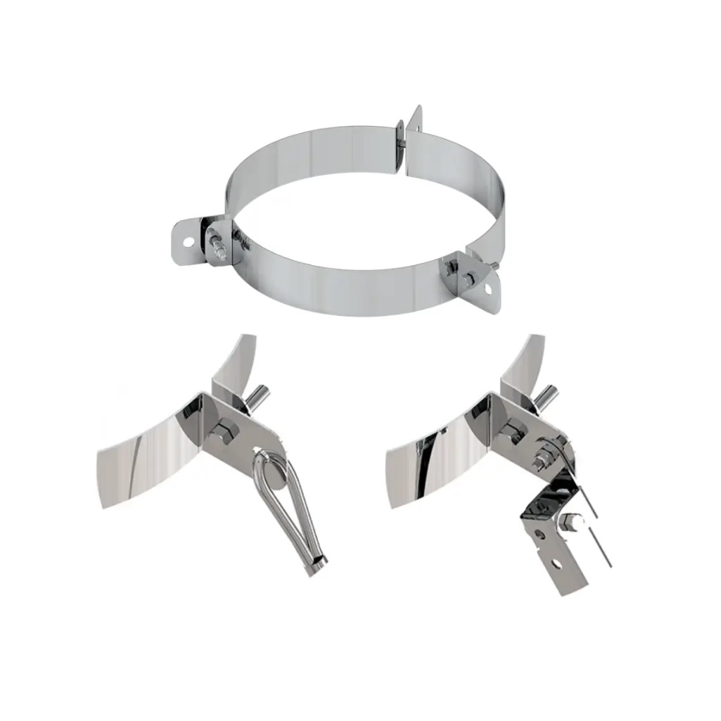 Хомут для дымохода составной Ferrum d 280 мм, обжимной, под растяжку, AISI 430 1 мм, для опоры телескопической