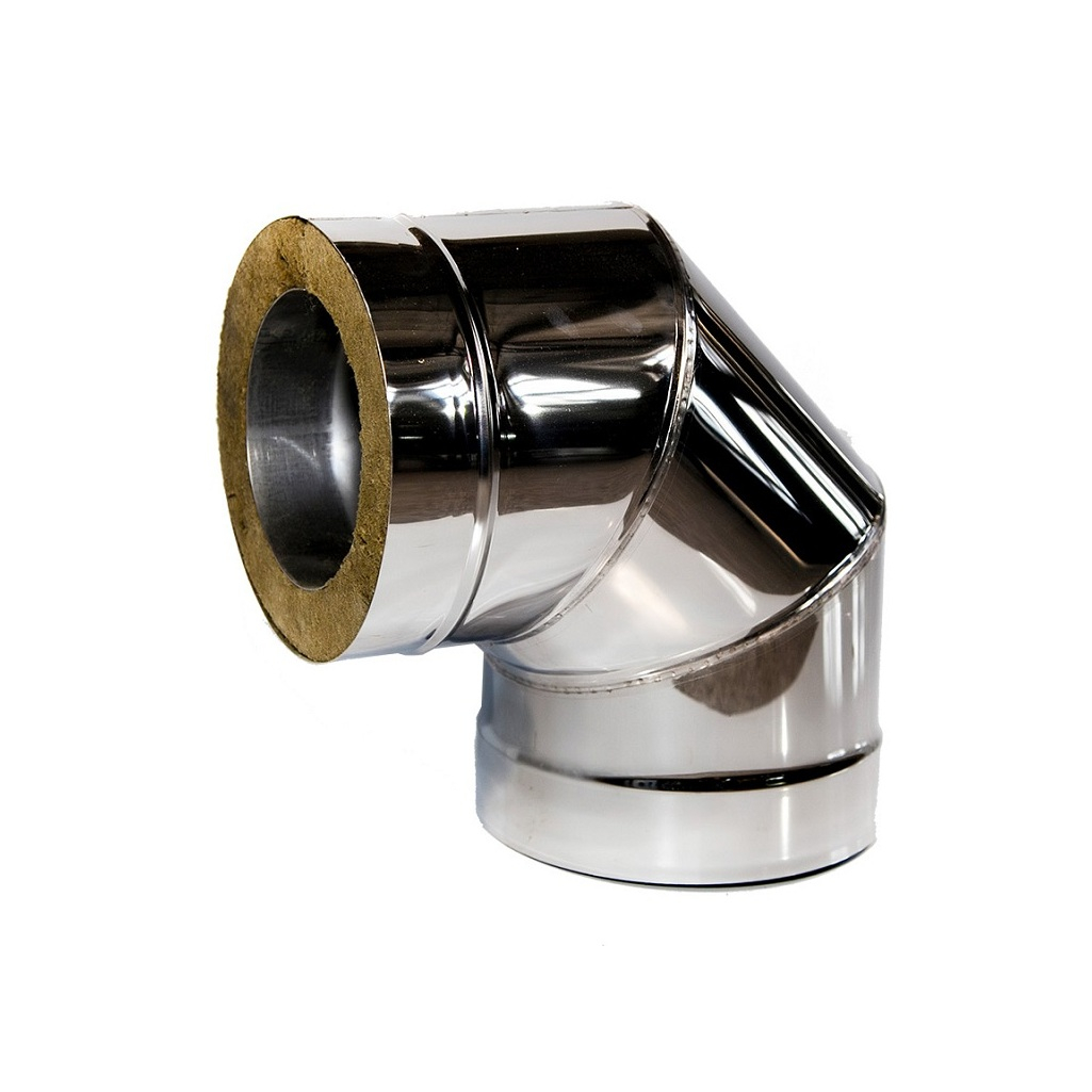 Отвод (колено) дымохода 150х230 мм, угол 90 гр., сталь 0.5 мм, сэндвич-конструкция