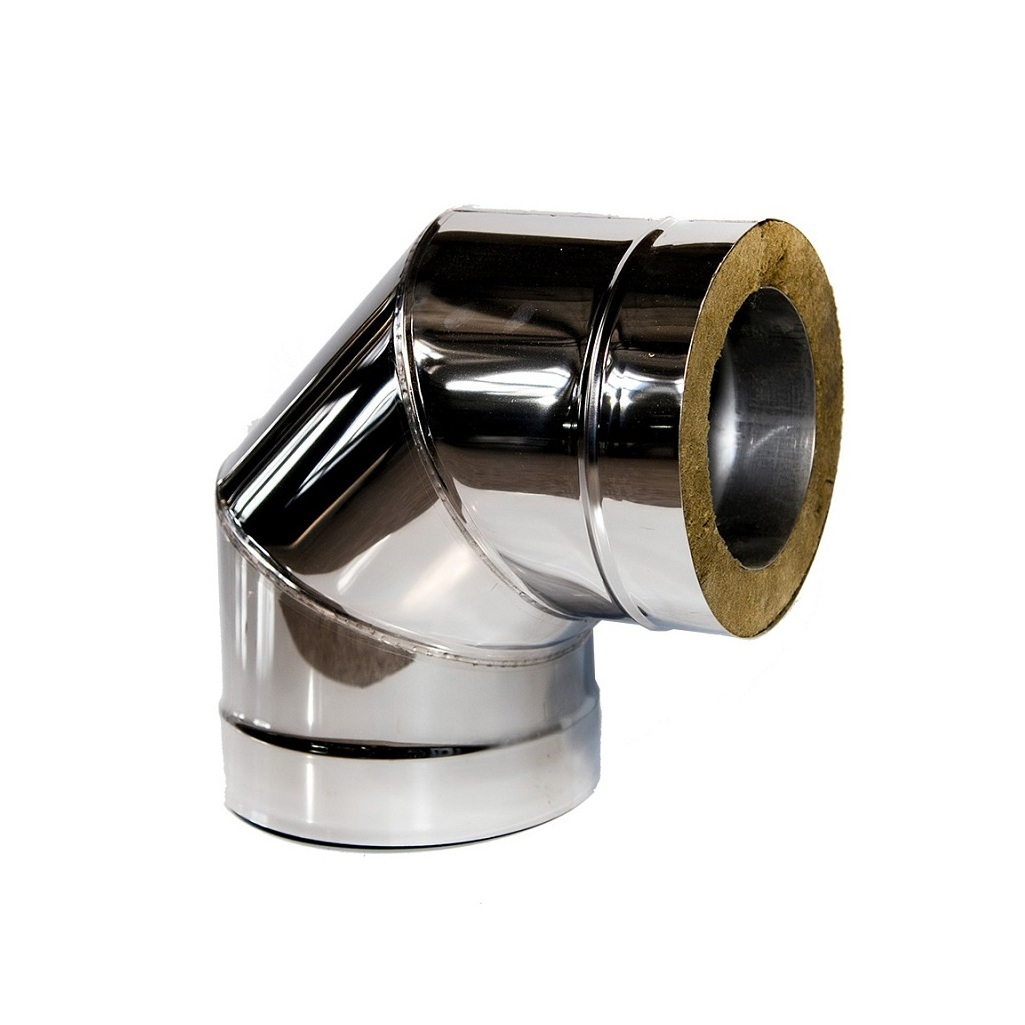 Отвод (колено) дымохода 150х230 мм, угол 90 гр., сталь 0.5 мм, сэндвич-конструкция