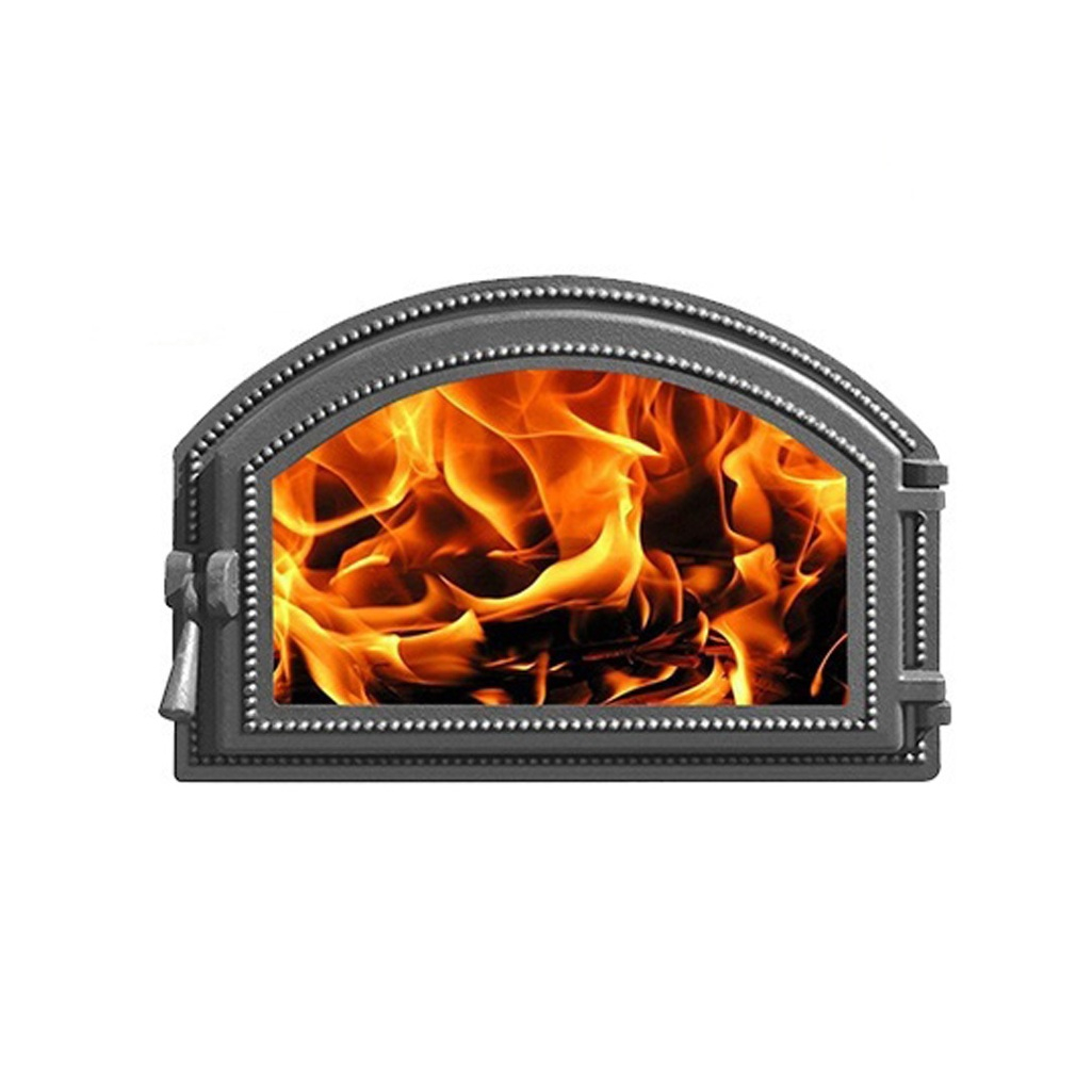 Дверка каминная со стеклом Везувий 222, 280х410 мм, чугун, антрацит