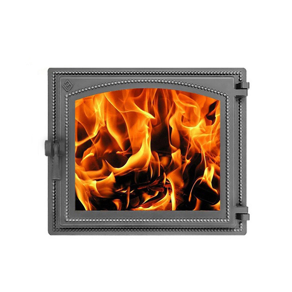 Дверка каминная со стеклом Везувий 240, 350х410 мм, чугун, антрацит