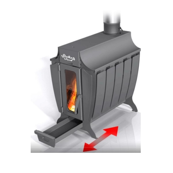 Печь отопительная Ермак Stoker 170-G AQUA, 11.5 кВт,  d115 мм до 170 куб.м