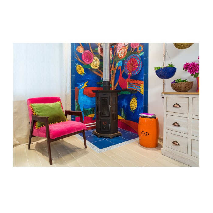 Печь-камин TMF Статика Квинта черная бронза, 10 кВт, d120 мм,  до 150 куб.м