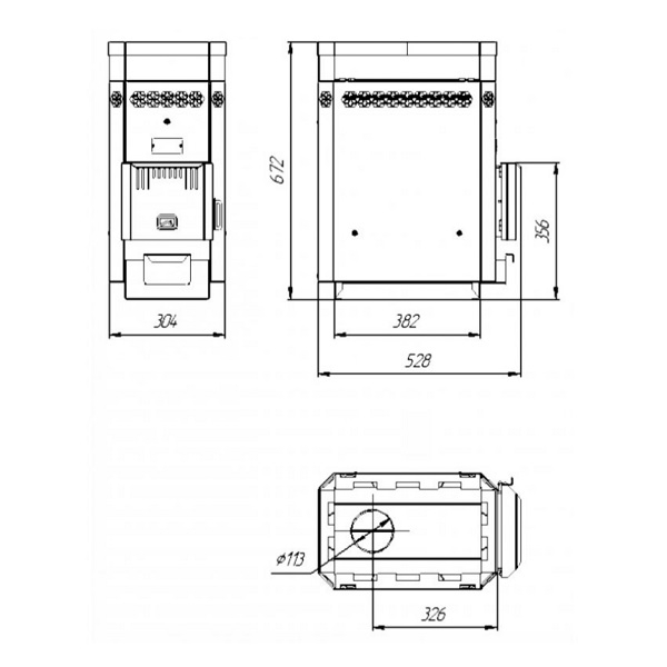Печь для бани Теплодар Русь 9 ЛУ 1.1 3963, 5 кВт, d 115 мм, до 9 куб.м