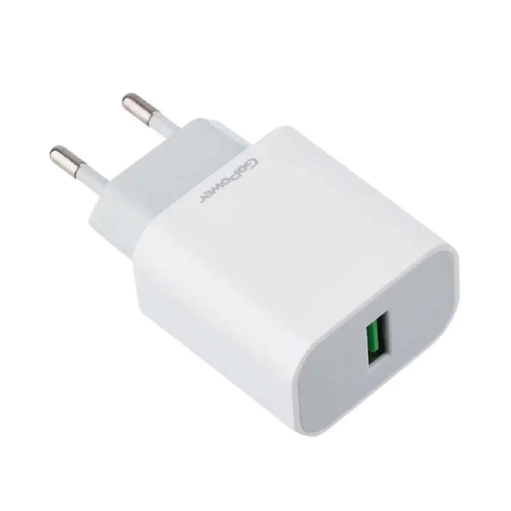 Устройство зарядное GoPower GPQC07, сетевое, 1USB 18 Вт, QC3.0, белое