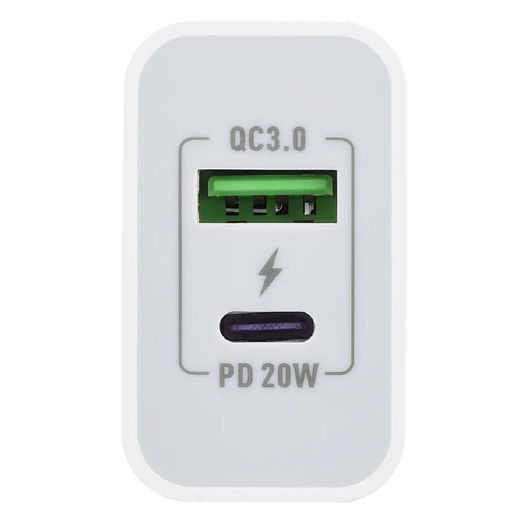 Устройство зарядное GoPower GPQC08, сетевое 1USB+1Type-C 20W QC3.0, белое