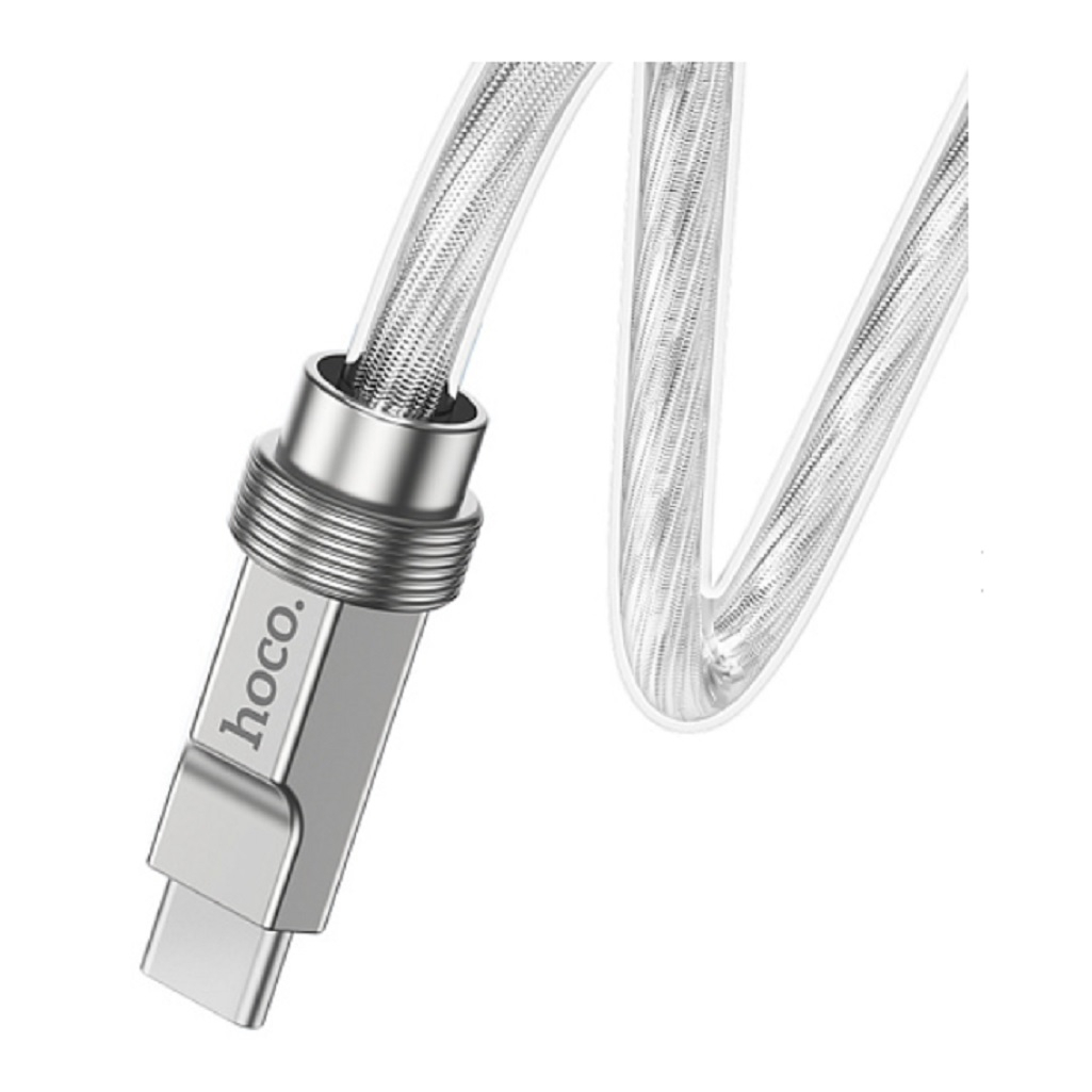 Кабель Type-C, Hoco U113 Для быстрой зарядки, 100 Вт, 1 м, силиконовый, серебряный