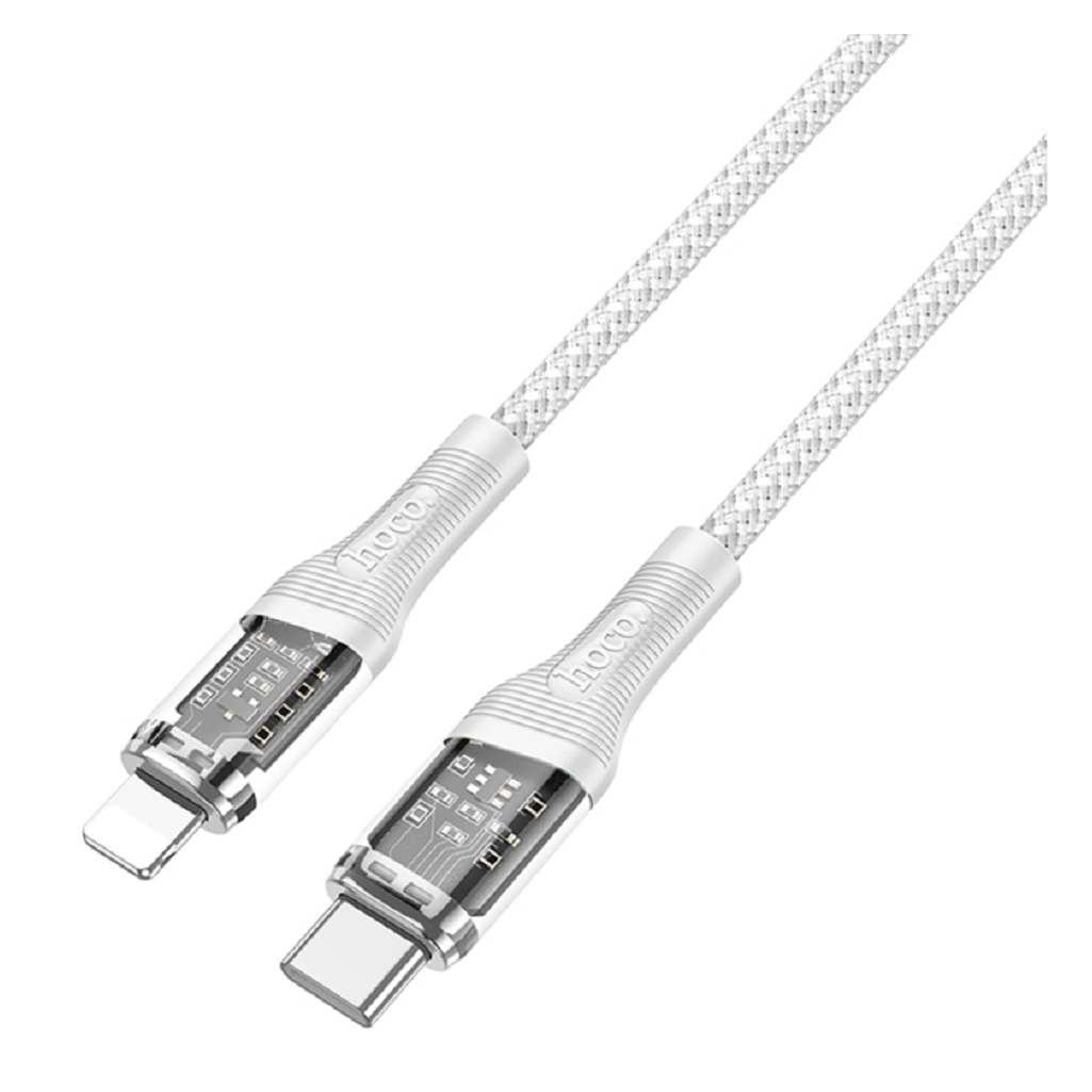 Шнур Hoco SB-C U111 Transparent Type-C - Lightning, 60 Вт, 1.2 м, серый