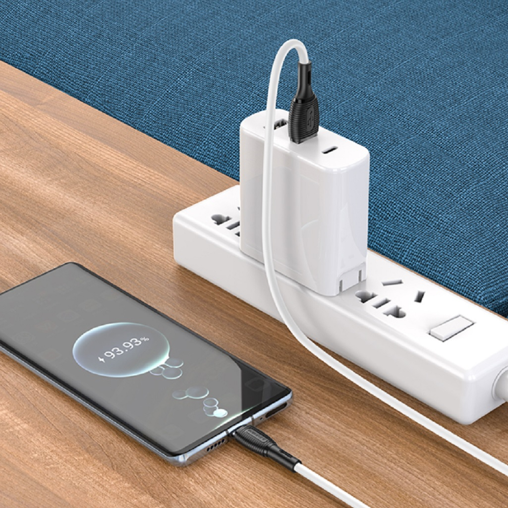 Шнур Borofone BX86 для Type-C - Type-C Для быстрой зарядки, 1 м, 3.0A, 60 Вт, чёрный