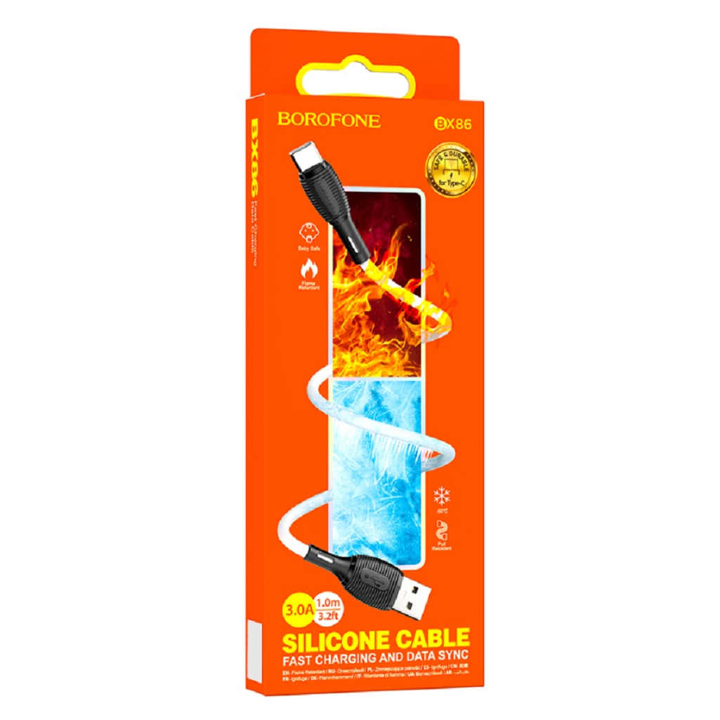 Шнур Borofone BX86 для Type-C - Type-C Для быстрой зарядки, 1 м, 3.0A, 60 Вт, чёрный
