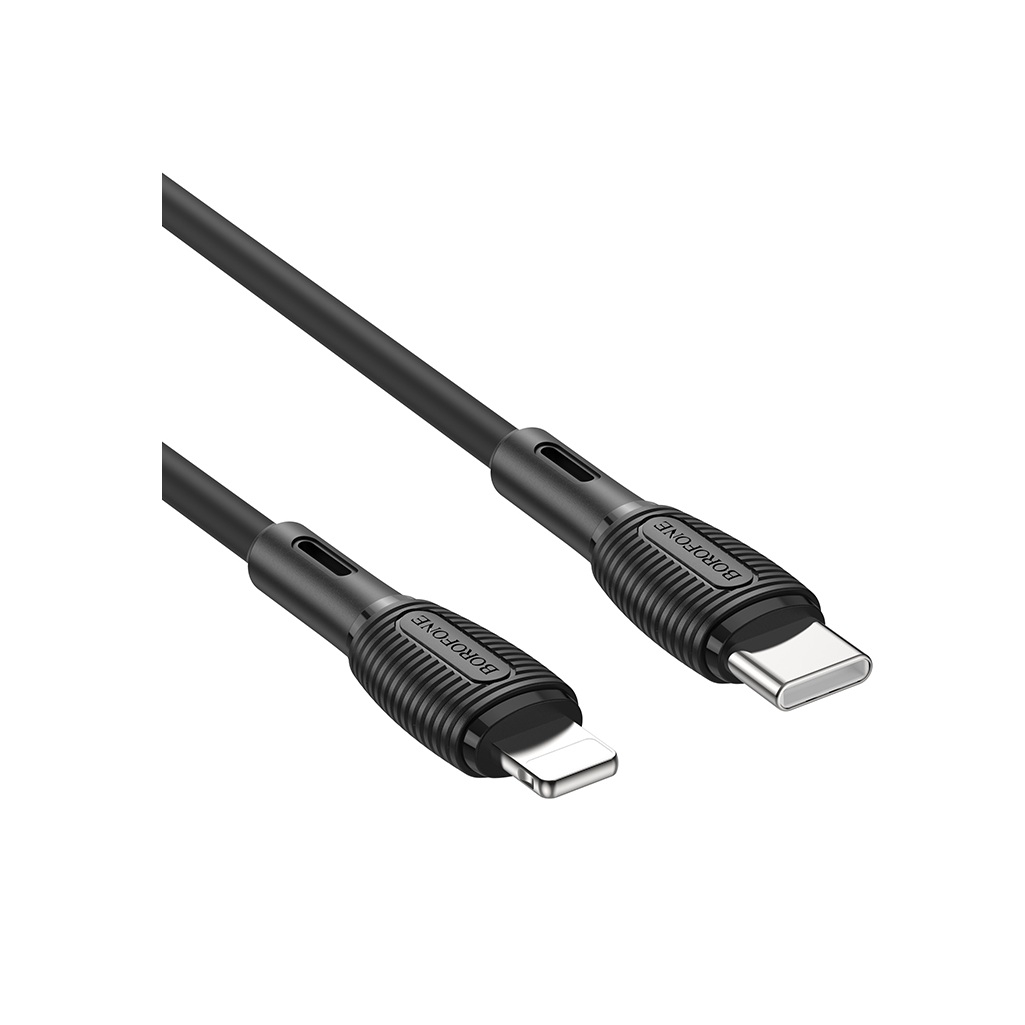 Кабель Borofone BX86 Type-C - Lightning 1 м, ПВХ оплетка, 2.4 А, черный