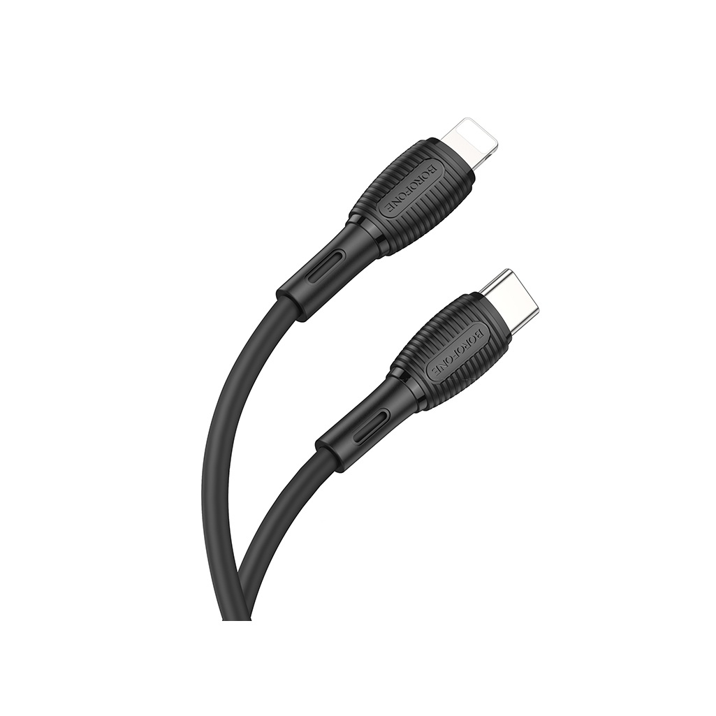 Кабель Borofone BX86 Type-C - Lightning 1 м, ПВХ оплетка, 2.4 А, черный