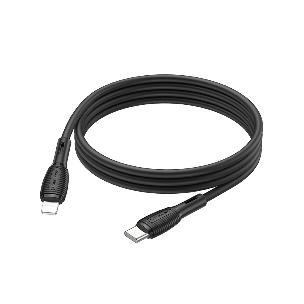 Кабель Borofone BX86 Type-C - Lightning 1 м, ПВХ оплетка, 2.4 А, черный