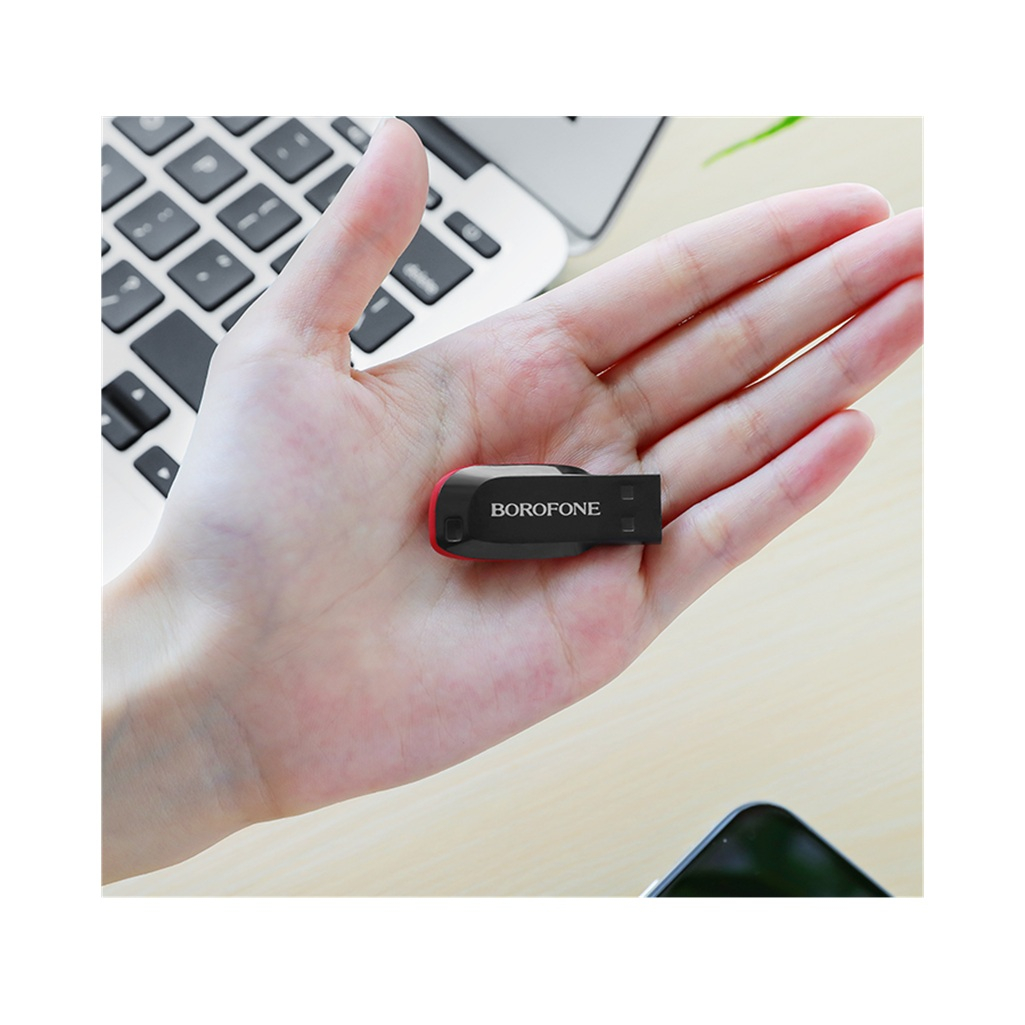 Флеш накопитель USB Borofone BUD2, USB 2.0, 16GB, черный с красным