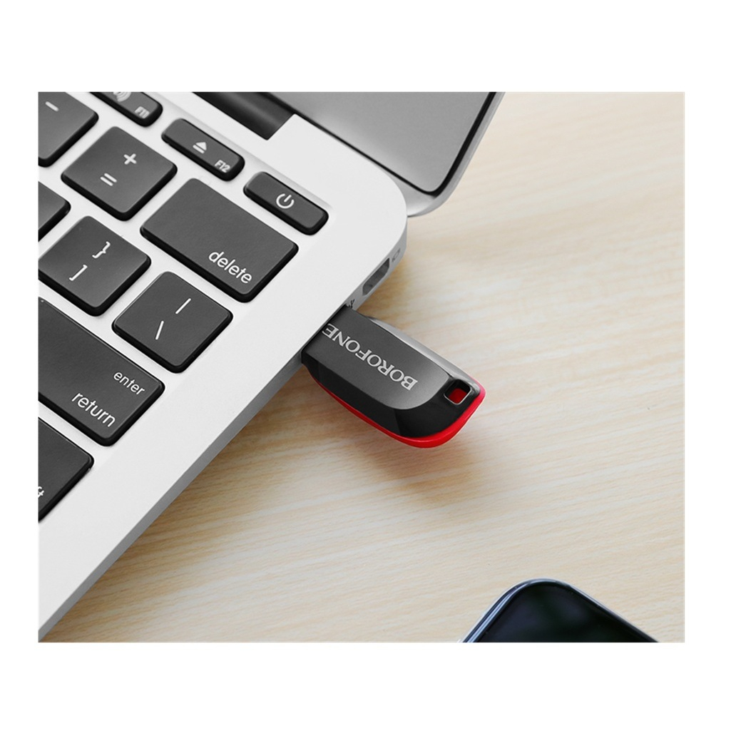 Флеш накопитель USB Borofone BUD2, USB 2.0, 32GB, черный с красным