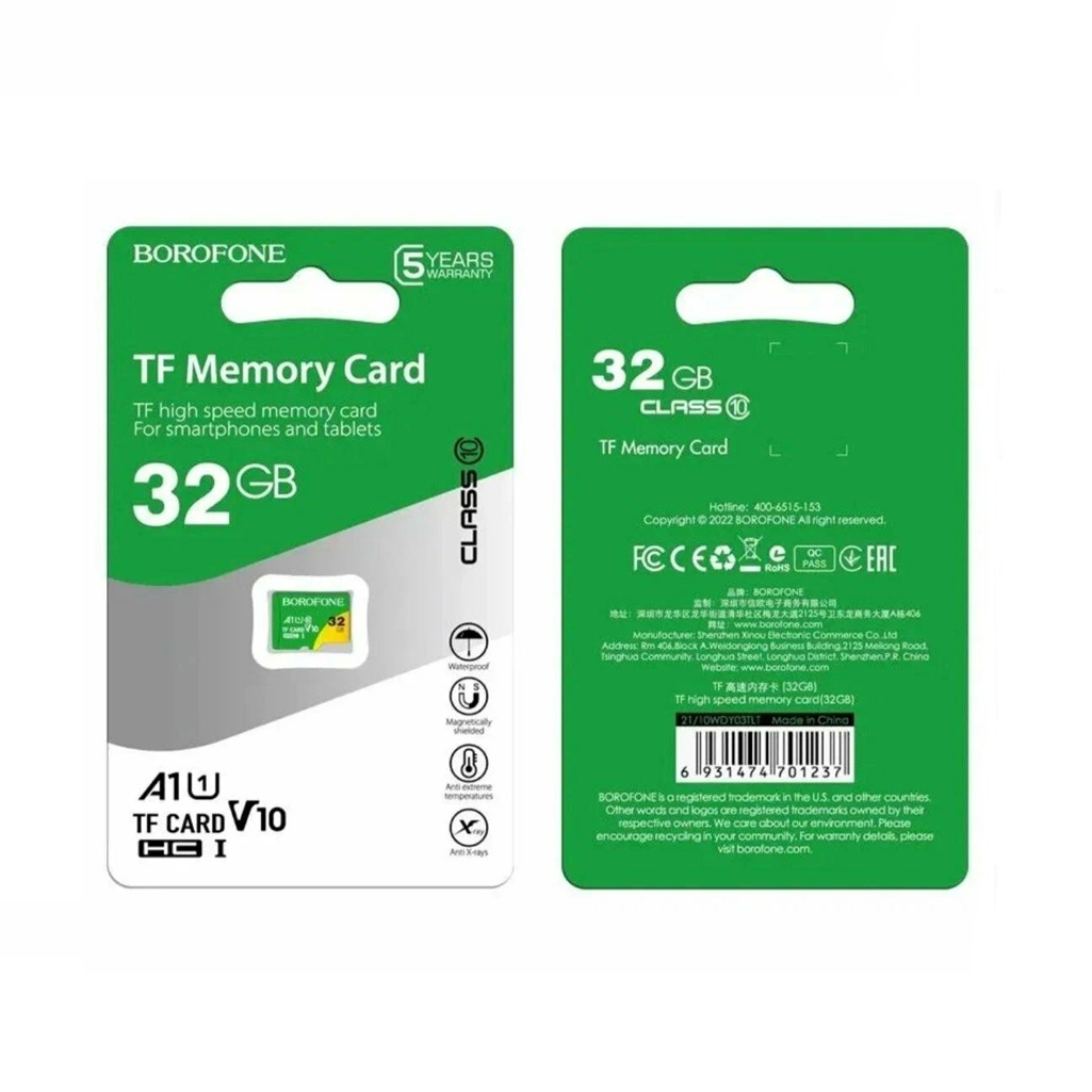 Флеш-карта micro Borofone 21/10WDY03TLT, Class 10, A1, HC I, V10, 32GB