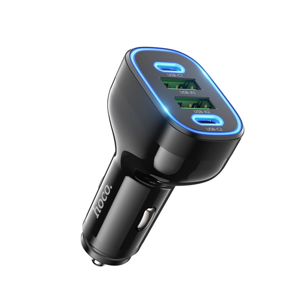 Блок зарядный автомобильный Hoco NZ11 2xUSB, 2xUSB-C, черный