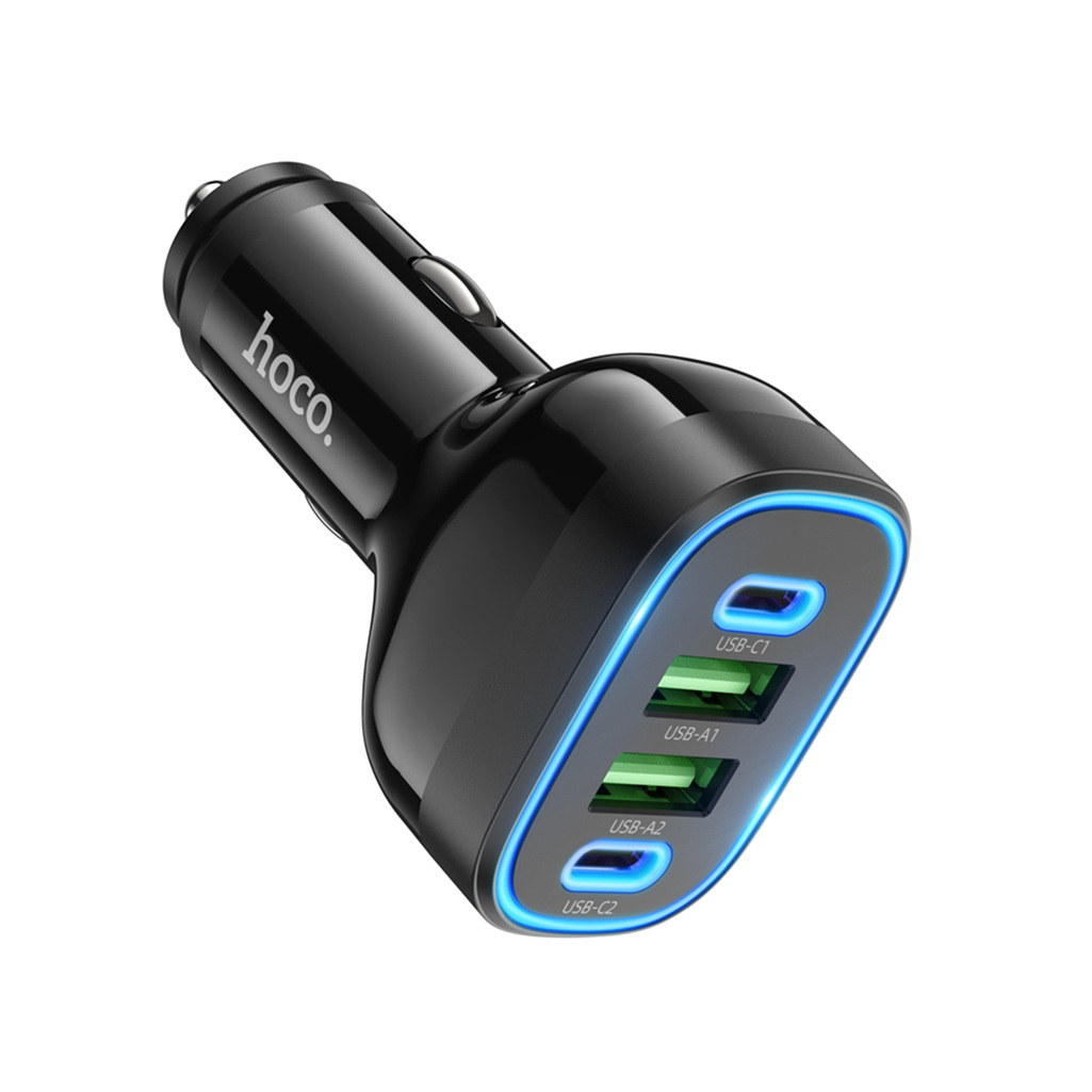 Блок зарядный автомобильный Hoco NZ11 2xUSB, 2xUSB-C, черный