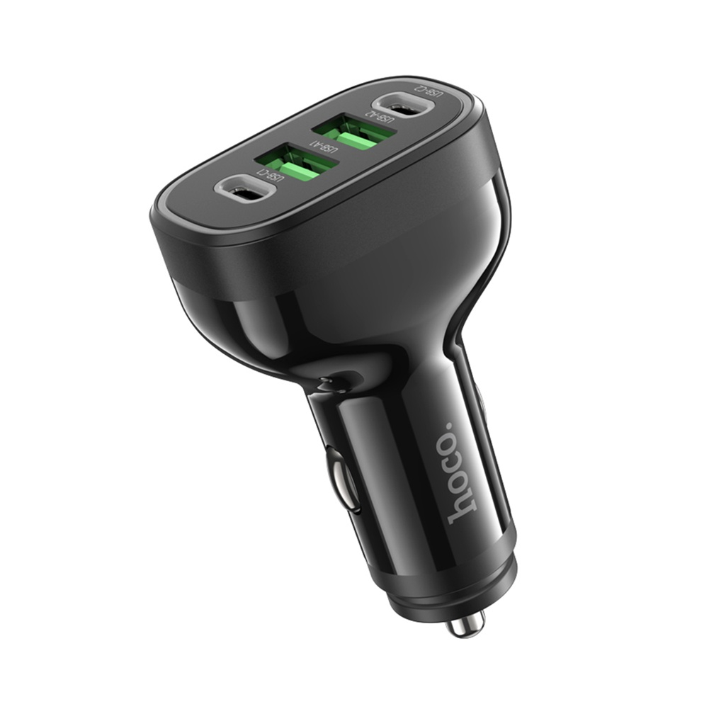 Блок зарядный автомобильный Hoco NZ11 2xUSB, 2xUSB-C, черный