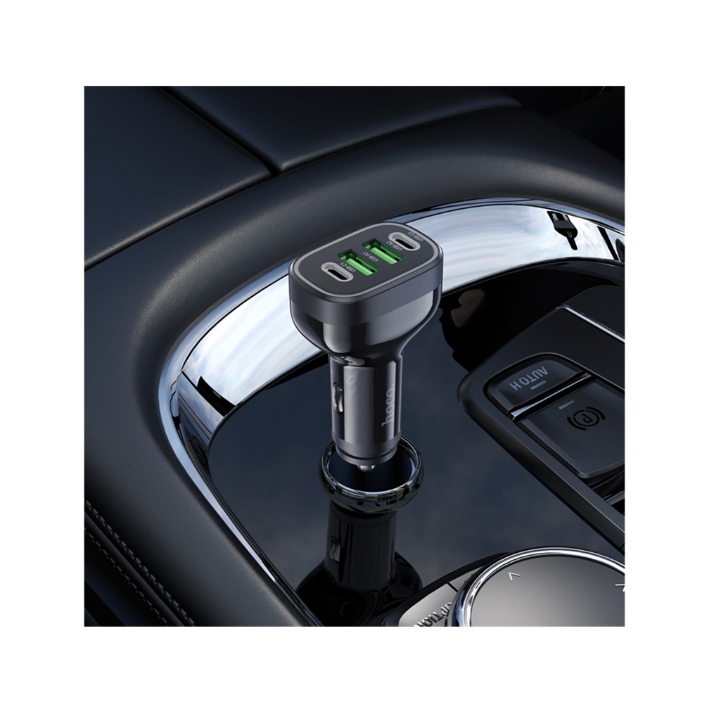 Блок зарядный автомобильный Hoco NZ11 2xUSB, 2xUSB-C, черный