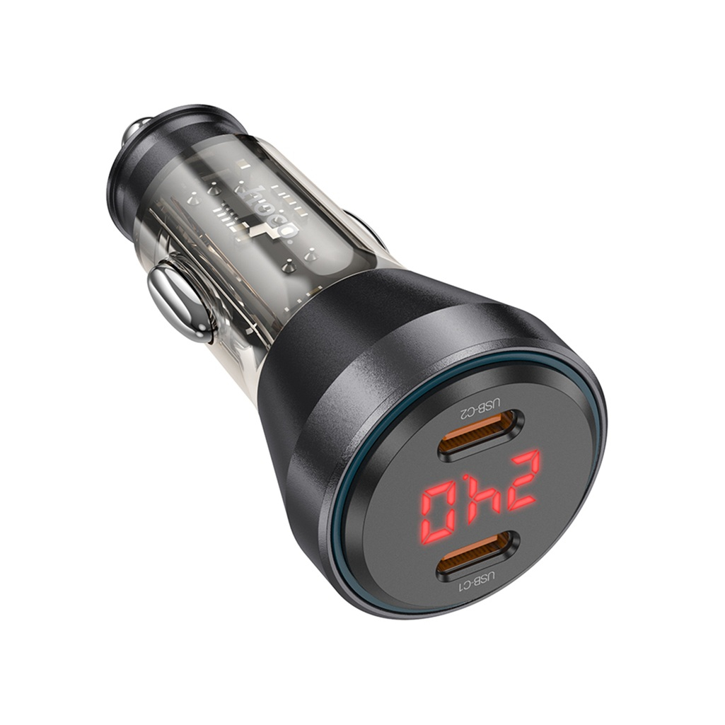 Блок зарядный автомобильный Hoco NZ12C 2xUSB-C, 60 Вт, черный