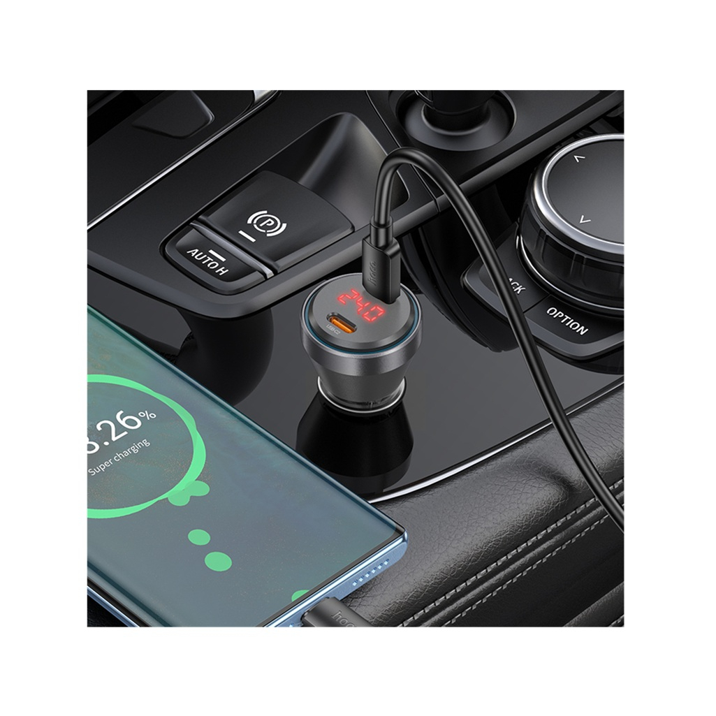 Блок зарядный автомобильный Hoco NZ12C 2xUSB-C, 60 Вт, черный