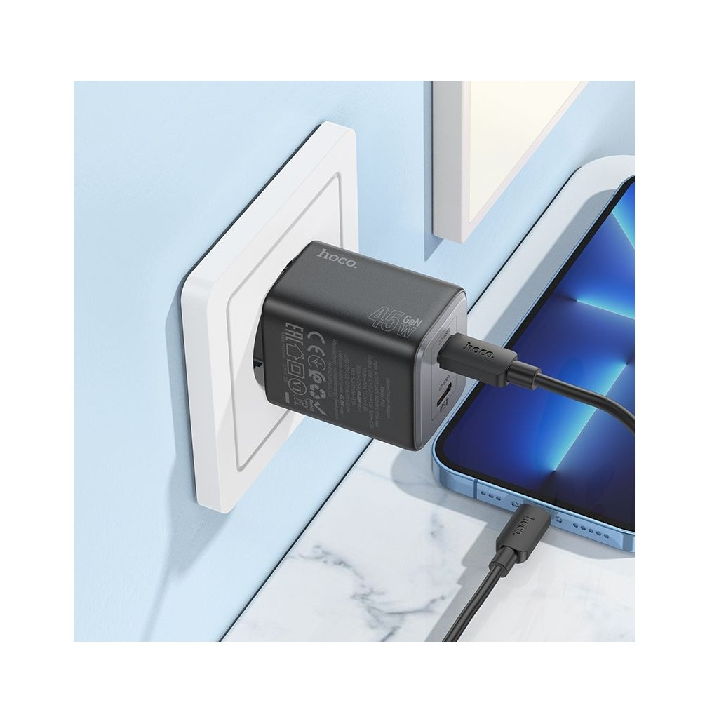 Устройство зарядное для телефона Hoco N42 2xUSB type-C, черный