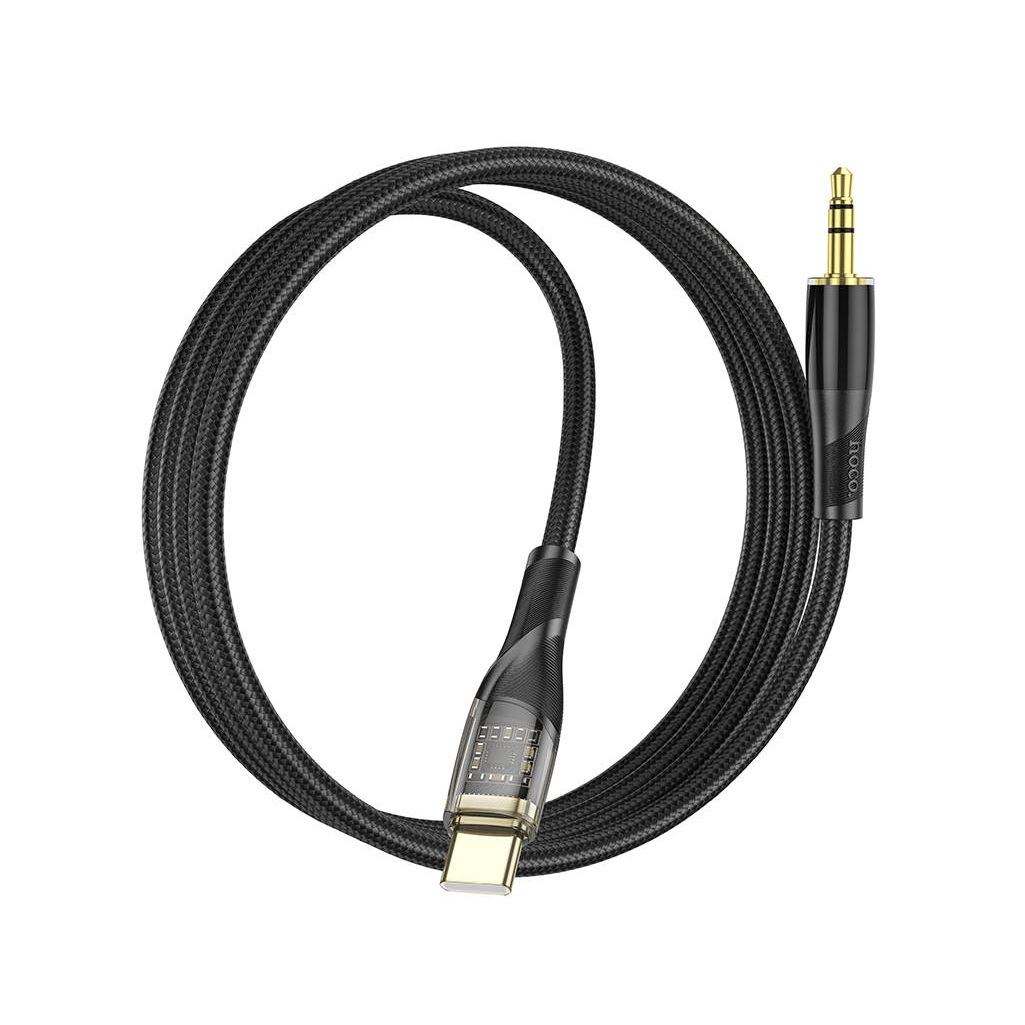 Кабель Hoco UPA25 AUX 3.5 мм Type-C 1 м, нейлоновая оплетка, черный
