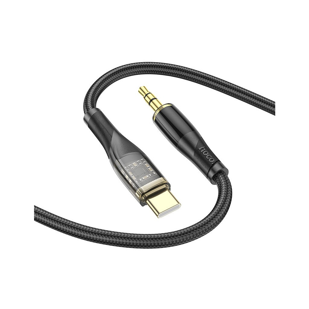 Кабель Hoco UPA25 AUX 3.5 мм Type-C 1 м, нейлоновая оплетка, черный