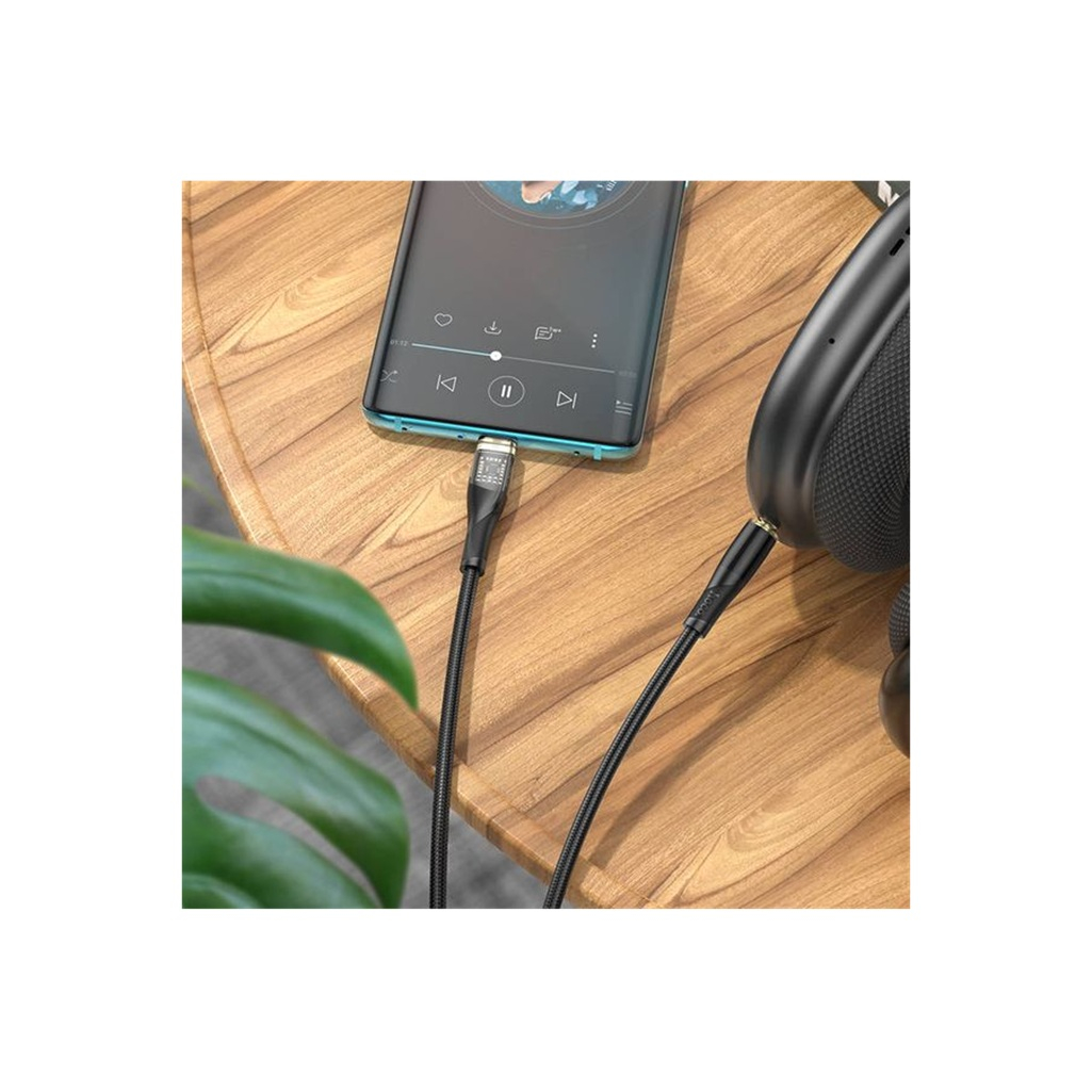 Кабель Hoco UPA25 AUX 3.5 мм Type-C 1 м, нейлоновая оплетка, черный