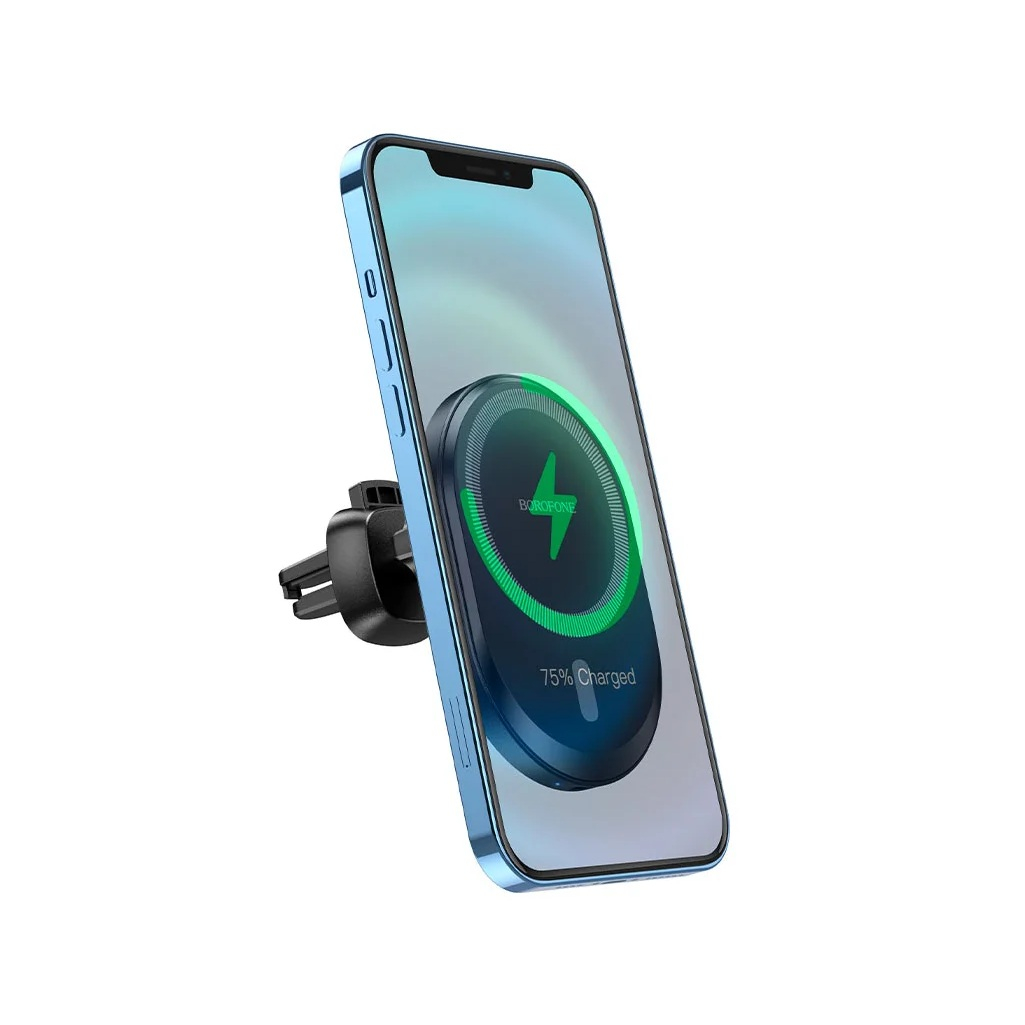Держатель для телефона Borofone BH201 с зарядным устройством, магнитный, черный