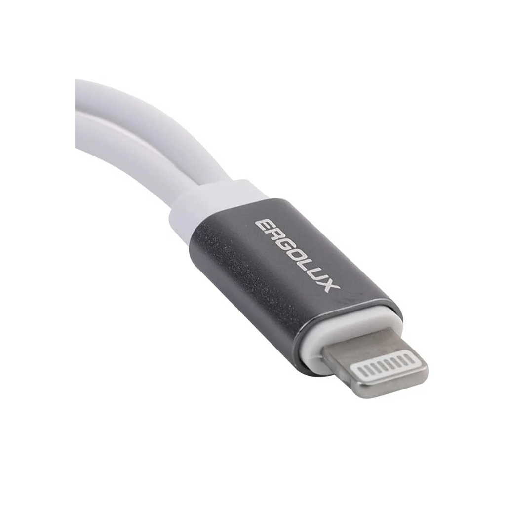 Переходник звук+зарядка Ergolux ELX-CSA01-C01 Lightning 3.5 мм, блистер, белый с серебром