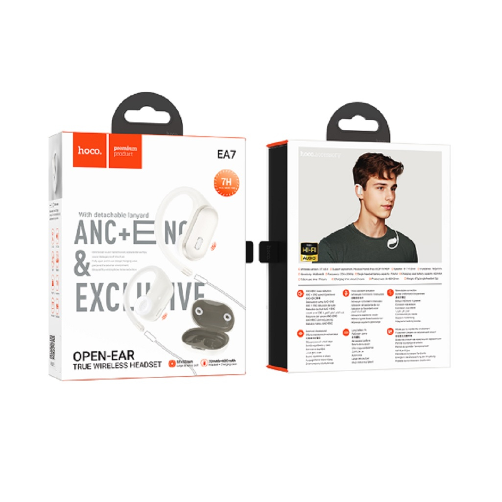 Наушники беспроводные Hoco EA7 с активным шумоподавлением, накладные, молочные