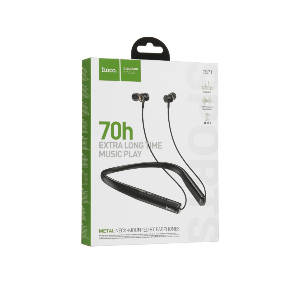 Наушники беспроводные Hoco ES71, с микрофоном, шейный ободок, для спорта и разговора, черные