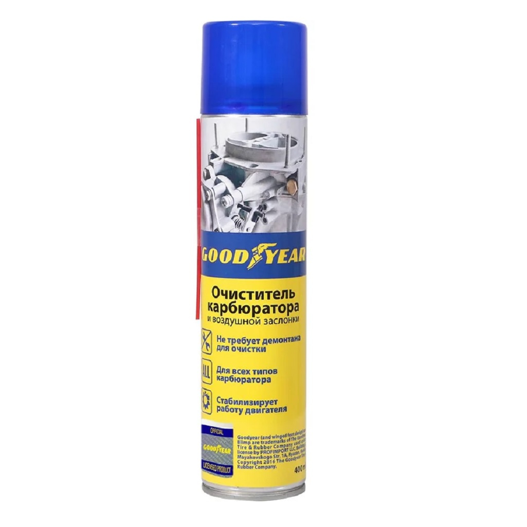 Очиститель Goodyear GY000705 для карбюратора и воздушной заслонки, аэрозоль, 400 мл